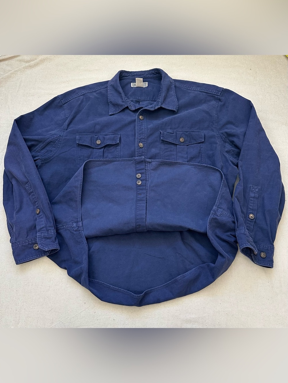 Duluth Trading Co Men 2XL Heavyweight Cotton Work Shirt Forest Green Long Sleeve - Picture 8 of 10